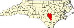 Map of North Carolina highlighting Sampson County